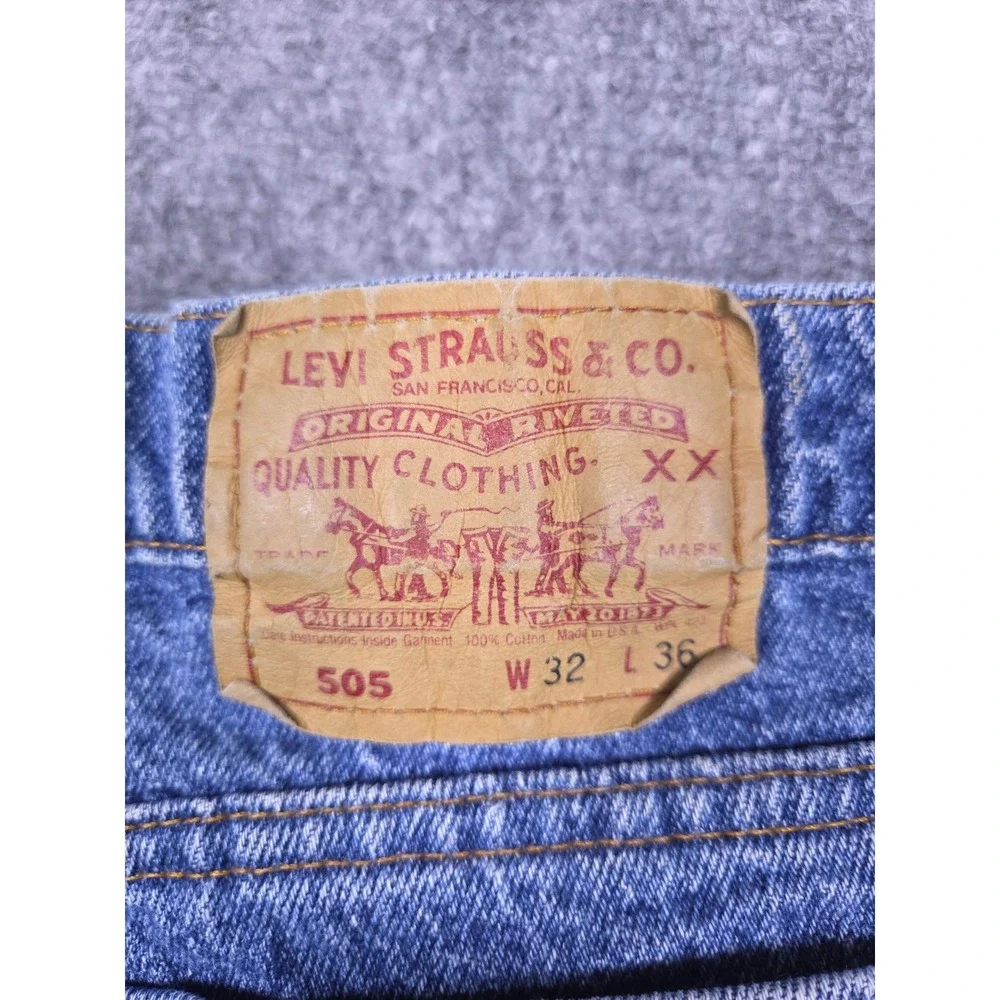 Vintage Levi's 505 Regular Fit Jeans Mens W32 L36 Blue Made in USA 90s Denim - Picture 5 of 13